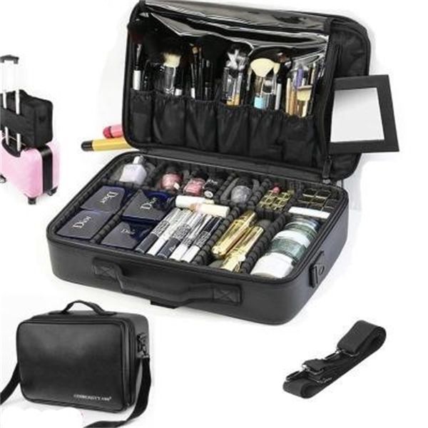 

new professional empty makeup organizer cosmetic case travel large capacity storage bag suitcases y200714, Blue;pink