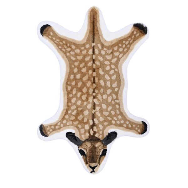 

sika deer printed carpet for living room decorative faux fur floor mat tiger lion bedroom rugs animal skin natural shape carpets