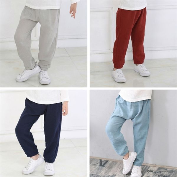 Primavera neonati maschi pantaloni harem in lino estate autunno cotone capretto ragazze vestiti bambini pantaloni sportivi pantaloni traspiranti casual LJ201019