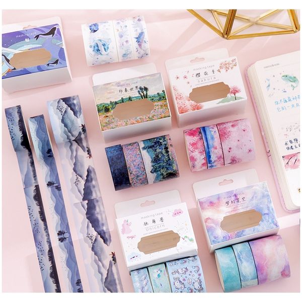

1 set decorative dreamy watercolor adhesive masking tape scrapbooking tools paper diary diy office ps cute stationary sqcbgo new_dhbest, Black;red