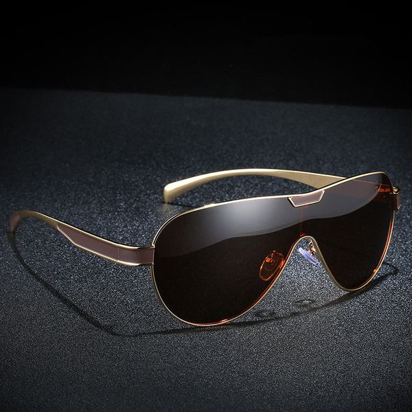 

brand designer oversized polarized one piece goggles ladies fashion metal sunglasses for man and woment m310 + case, White;black