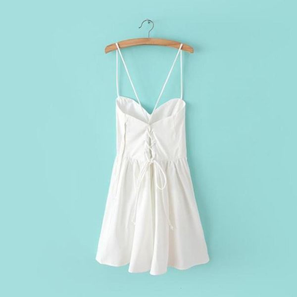 

waist style fashion versatile high summer new back cross strap bandage dress big swing women's short skirt, Black;gray