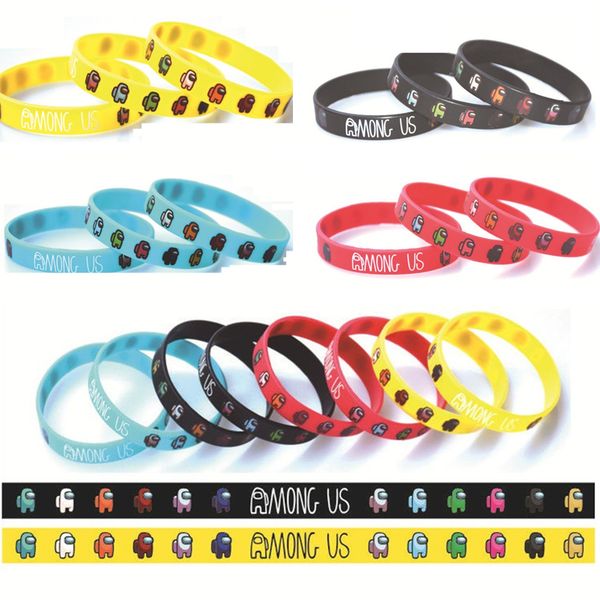 

game among us silicone bracelet rubber trend character model pattern space werewolf kill anime figure party toy sale h12003, Red;brown
