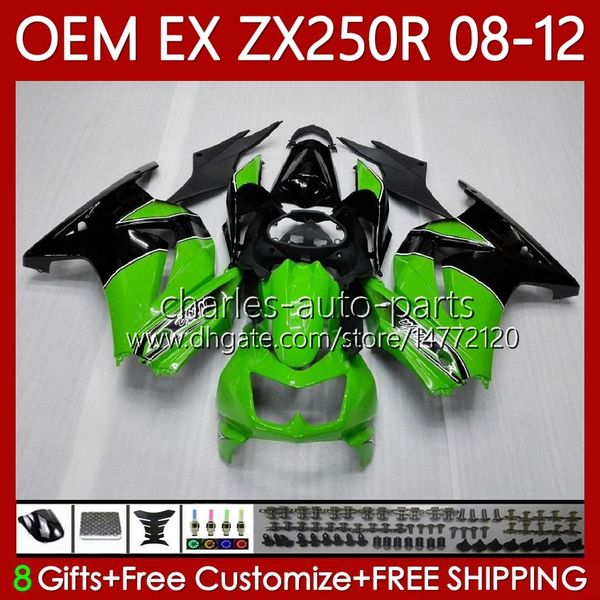 OEM Body для Kawasaki Ninja ex250 ZX250 R EX ZX 250R ZX-250R 2008-2012 81NO.5 EX-250 ZX250R 2008 2009 2011 2011 2011 2011 EX250R 08 09 10 11 12 Ограждение для инъекций Фото Зеленый BLK