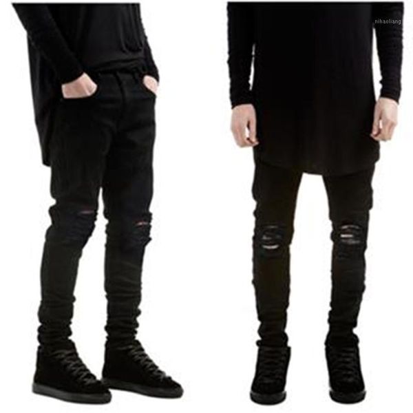 

men's jeans moto skinny men 2021 fashion destroyed biker denim black ripped pants trousers size 28-361, Blue