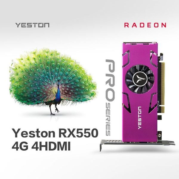 

yeston rx550-4g graphics card 4 4 screen support split screen 4gb memory/gddr5/128bit 6000mhz vga+ +dvi-d video card1