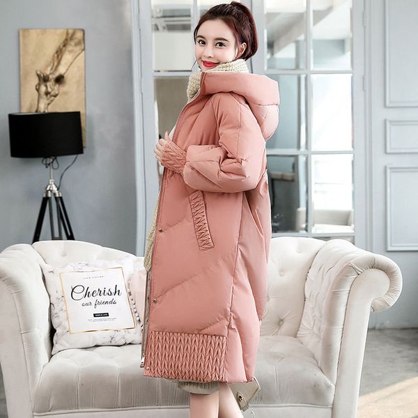 

goose canada casual hoodded long down zipper women winter jacket classic folds plus size m-4xl winter thicken warm long down coat, Black