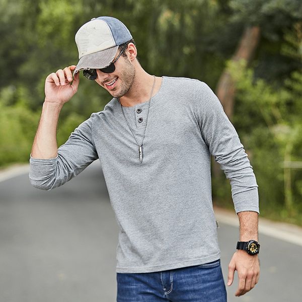 

brand men's shirt casual long-sleeved o-neck cotton t shirts for male tshirt kg-1131, White;black