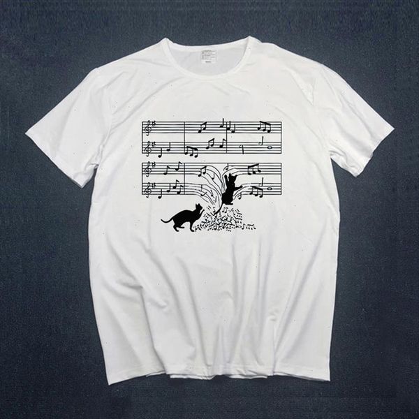 

women t shirt short sleeve casual white notes cat cartoon lovely girls tshirts ladies plus size women clothes tee shirts