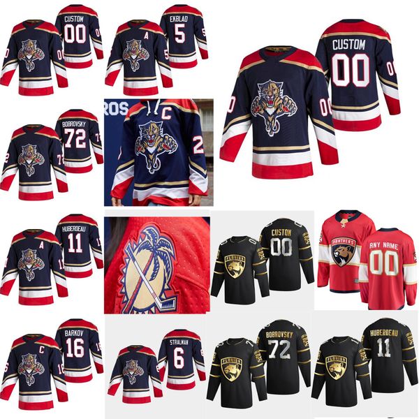 

2021 реверс ретро флорида пантеры флориды хоккей джорки patric hornqvist ryan lomberg eetu luostarinen aleksi saarela owen tippett custom sh, Black;red