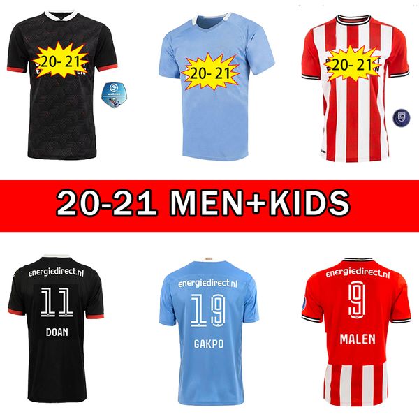 

psv eindhoven 20 21 home away soccer jerseys 2020 2021 malen camisa de futebol ihattaren gakpo bruma lammers mens + kids football shirts, Black;yellow
