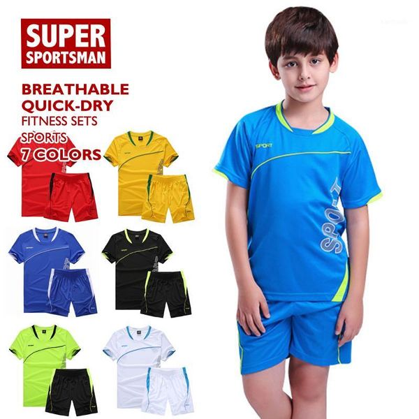 

running sets fitness football jerseys shorts children sports training jogging suit kids tracksuit workout gym clothing set sportswear1, Black;blue