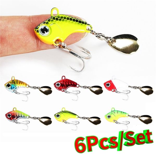 7G10G14G20G VIB Spoon Set Metal Pesca Isca Isca Bass Pike Trout Jig Spinnerbait Lantejoulas Vibrating Whopper Plopper Pesca 220107