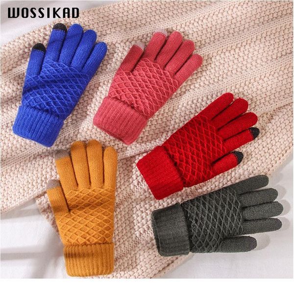 

gloves winter guantes invierno mujer plus thick warm neri velvet five fingers touch screen eldiven modis gants femme jllrhk, Black