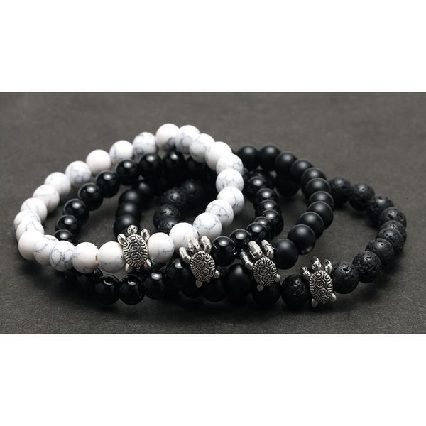 

natural stone beads bracelet for men tortoise accessories gold charm women's bracelets wristband friends couple bracel qylqmh, Black