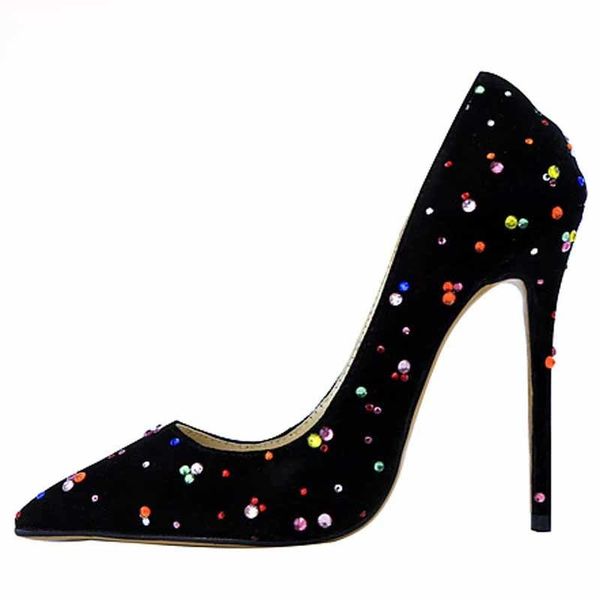 

lady dressed black in night shoes colored crystal bombs pointed to toe high heels for woman yq1m