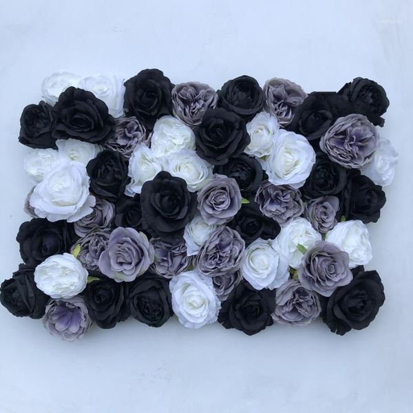 

decorative flowers & wreaths 3d artificial flower wall panel wedding background decoration fake black pink ivoy green leaf with event1