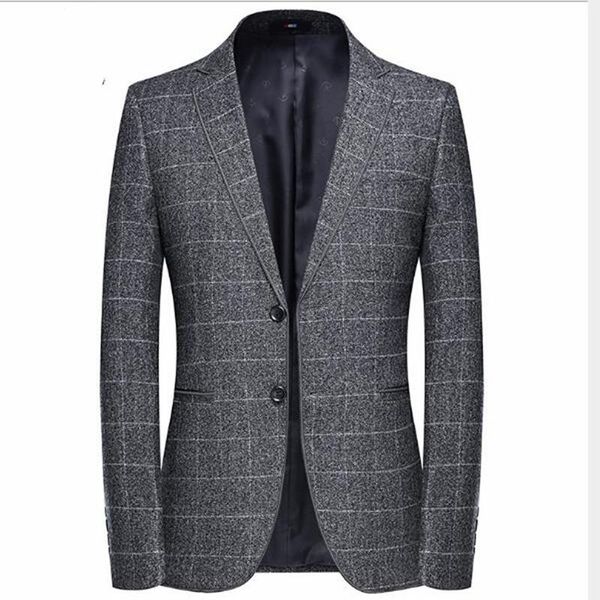 

men's suits & blazers blazer striped jacket grid suit slim fit coat business casual overcoat, White;black
