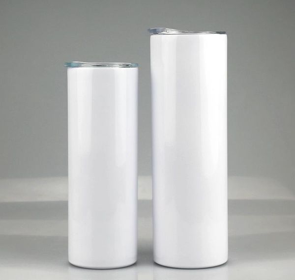 

sublimation tapered skinny tumbler stainless steel blank white skinny cup with lid straw cylinder bottle fast sea shipping
