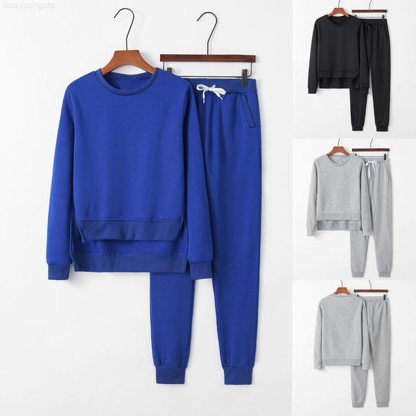 

two-piece jaycosin sport clothes sets fashion sweatshirt women loungewear crop sleeve and long pants outfits t200810, White