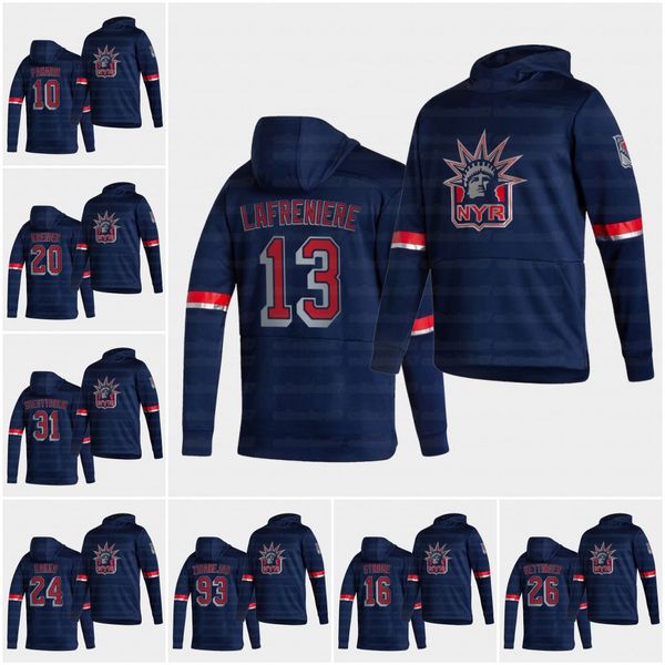 

wayne gretzky new york rangers 2021 reverse retro jersey hoodie alexis lafreniere mika zibaneja chris kreider mark messier henrik lundquist, Black