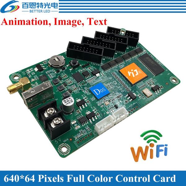 

640*64 pixel(hd-d05), 1024*64 pixel(hd-d06), animation, image, text, huidu door lintel wifi full color led display control card
