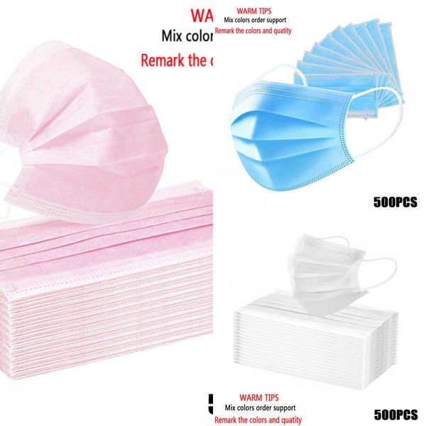 

3 new anti-pollution disposable facial mask layers non-woven filter personal mouth face masks earmuff blue whi