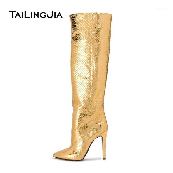 

high heel gold knee high boots 2020 women winter autumn shoes woman fashion pointed toe heeled long boot slip on slouchy boots1, Black
