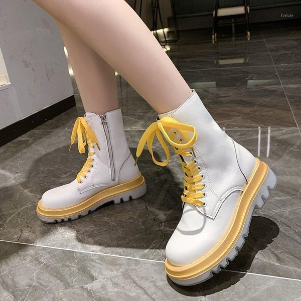 

2020 autumn winter new bandage zipper female fashion wild personality thick bottom in the tube with women's boots size 35-391, Black