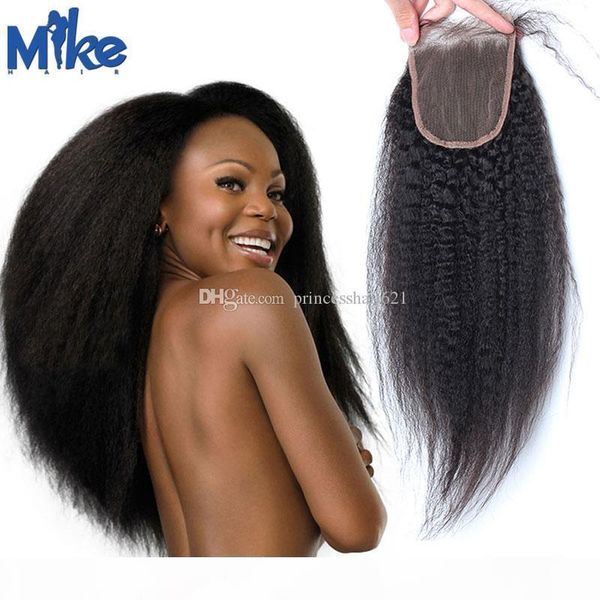 

mikehair brazilian lace closure 4x4 peruvian malaysian indian cambodian mongolian kinky straight human hair closure full lace hair piece, Black;brown