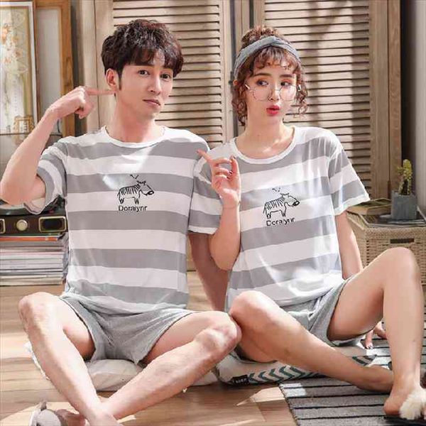 

for couples simple sleepwear set lovers cartoon short sleeved pyjamas pjs men women fashion pijamas suit sell summer pajamas, Black;red