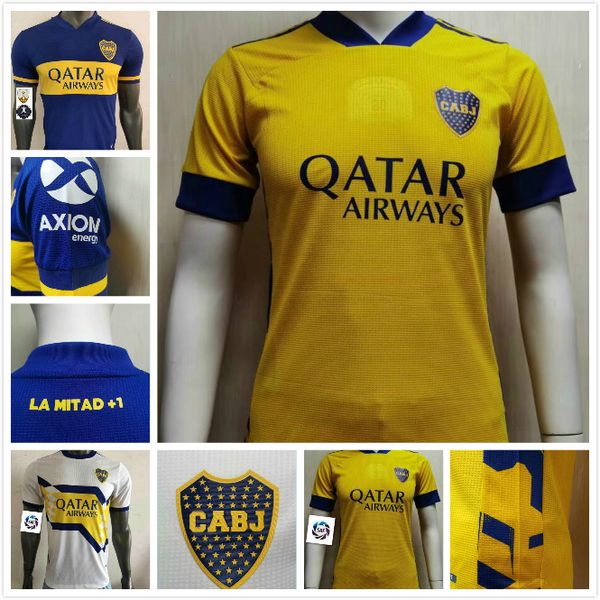 

версия для игрока 20 футбола джерси 21 boca juniors salvio тевес de rossi 2020 2021 дом вдали футбол рубашки игрока, Black;yellow