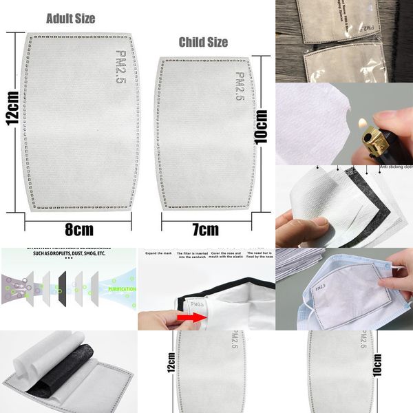 

replaceable 5 layers mask breathable filter face gasket activated carbon pm2.5 mask filter pape 0ktv