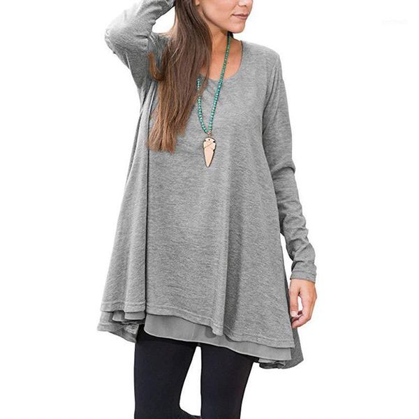 

casual dresses dorvivon vestidos de fiesta 2021 autumn spring women dress long sleeve solid o-neck mini short ladies loose robe1, Black;gray