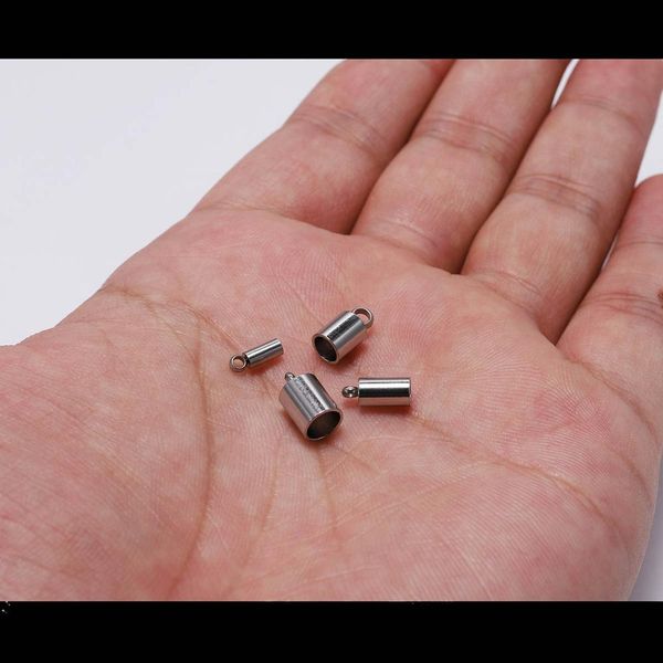 

10pcs/lot stainless steel end tip cap fit 2 3 4 5 6 7 8 10mm tassel leather cord end crimp caps for bbyuis lipper
