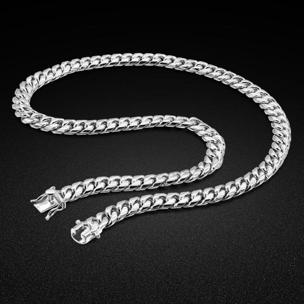 

fashion men's silver jewelry necklace 10mm cuban necklace 925 sterling silver hip hop accessories gift 55-60-65cm