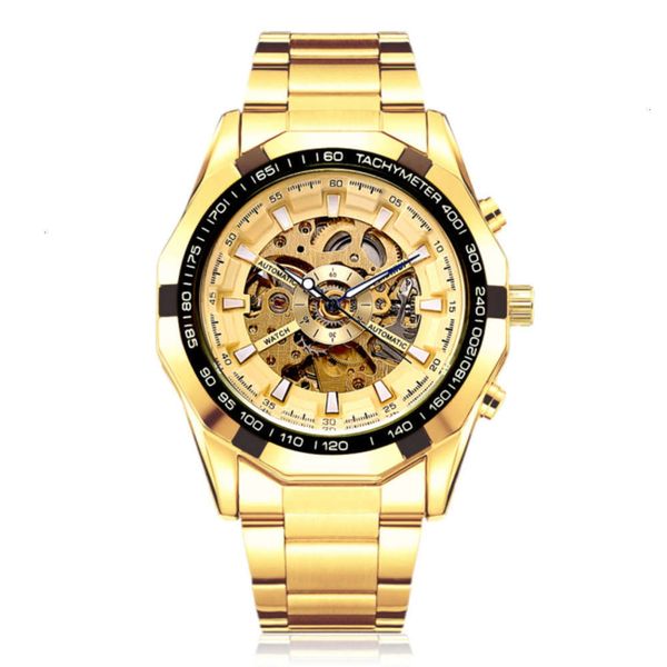 

waterproof casirui luminous automatic hollow mechanical military watch leisure fashion lovers leather sports, Slivery;brown