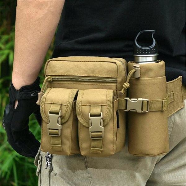 

tactical men waist pack nylon hiking water bottle phone pouch outdoor sports army military hunting climbing camping belt bag 220216
