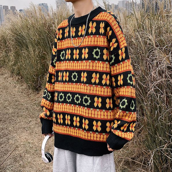 

2021 new winter new double shirt around the male-style neck looses sweater yellow fret clothes yyqt, White;black