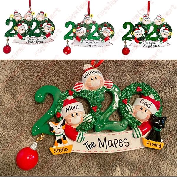 

family quarantine ornaments diy greetings 2020 party pandemic social distancing christmas tree pendant accessories