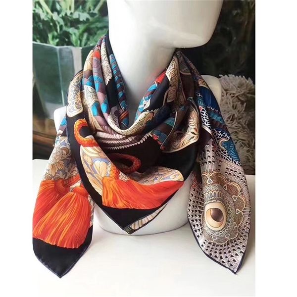 

100% scarf hijab head scarves for hair wrapping large square silk twill scarfs shawl wraps hand roll 88x88cm y201007, Blue;gray