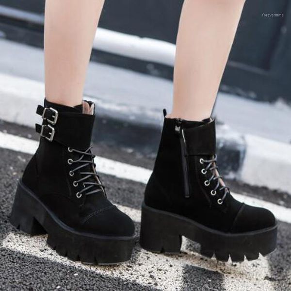 

boots black womens combat platform high heel winter shoes motorcycle designer ankle waterproof snow lja71-11