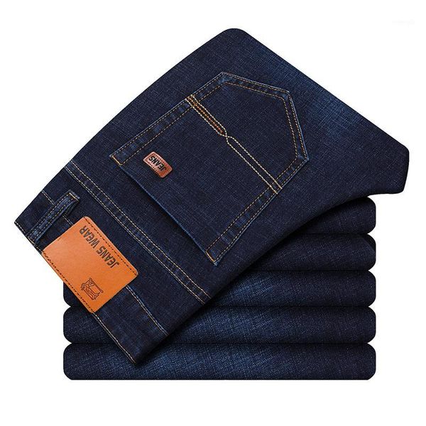 

brand 2020 new men's fashion jeans business casual stretch slim jeans classic trousers denim pants male black blue1, Blue