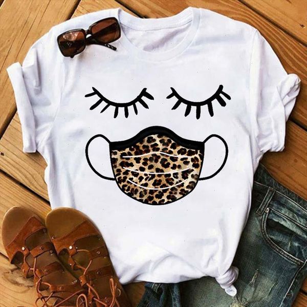 

fashion face mask eyelash print funny women t shirts casual short sleeves shirts femme kawaii camisas mujer clothes, White