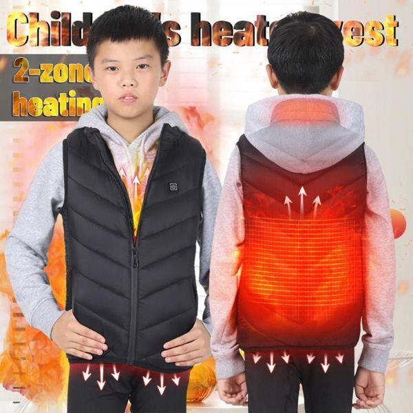 

children's winter heated vest jacket usb charging heated vest teenagers outdoor running heating warm washable safety1, Gray;blue