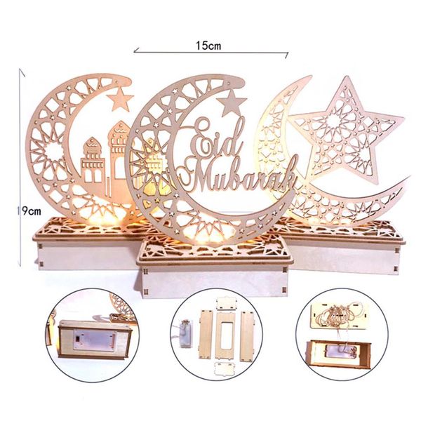 

fengreise wood moon eid mubarak led свет eid mubarak decor ramadan украшения ислам мусульманская партия поставляет рамадан kareem jllmvg bde
