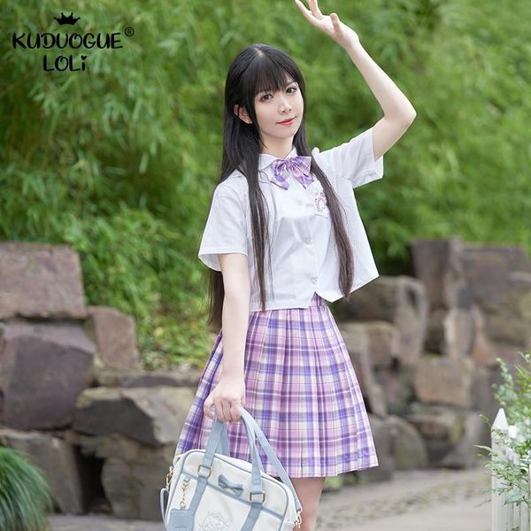 

skirts jk uniform pleated skirt girls student simple plaid all-match academic preppy style japanese women female purple jade series, Black