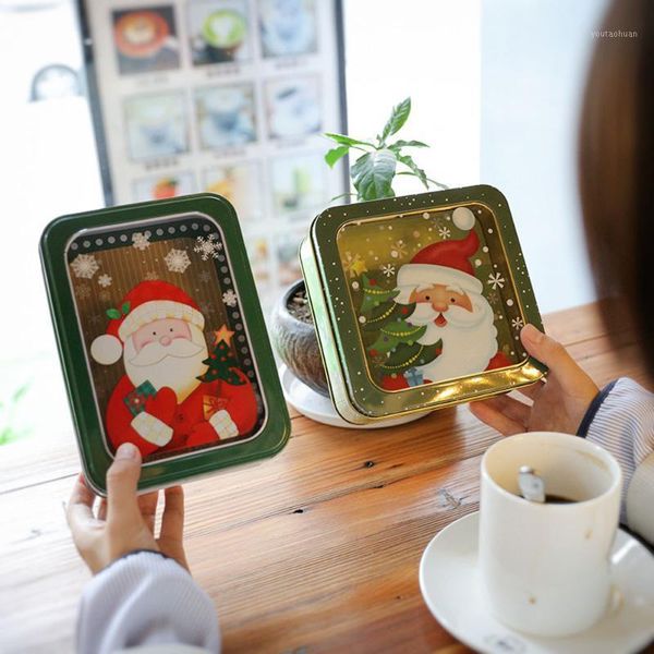 

gift wrap christmas box open window transparent rectangular square film tinplate cookie baking packaging 0331