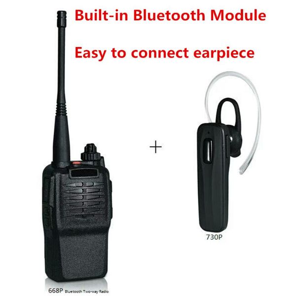 

walkie talkie 2pcs 2021 design two way radio nf-668plus 400-470mhz built-in bluetooth 5w ctcss/dcs with earpiece