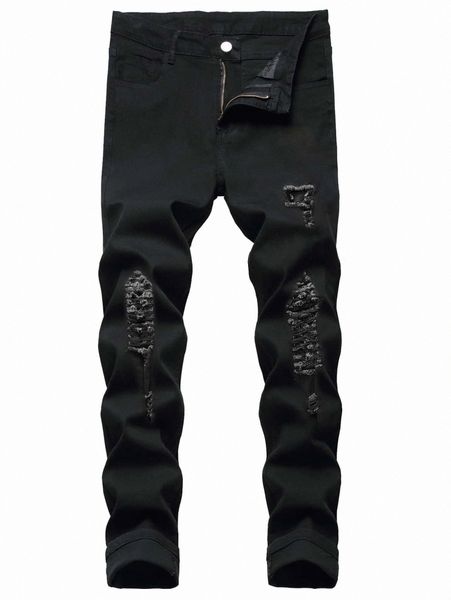 

romwe guys ripped jeans u5gj#, Blue